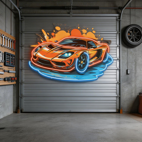 Sports Car Catoon LED Neon Sign Light Pop Art