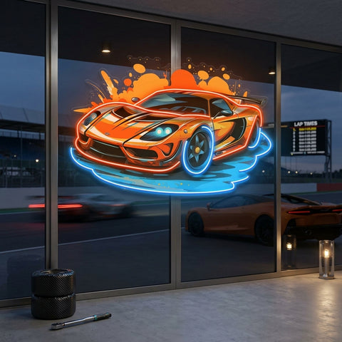 Sports Car Catoon LED Neon Sign Light Pop Art