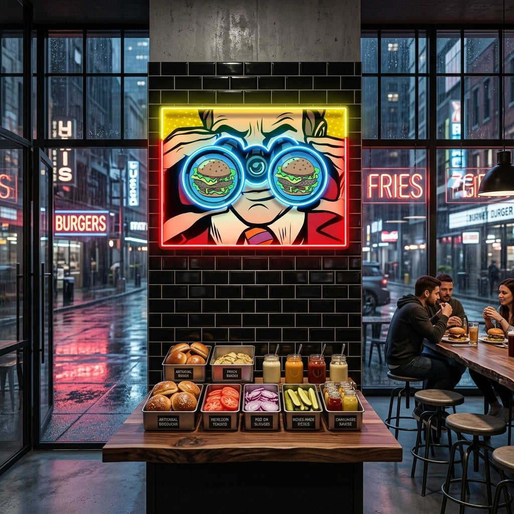 Spy for the Burger LED Neon Sign Light Pop Art