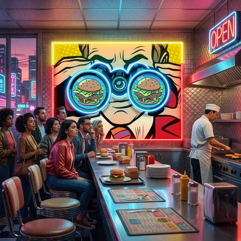Spy for the Burger LED Neon Sign Light Pop Art