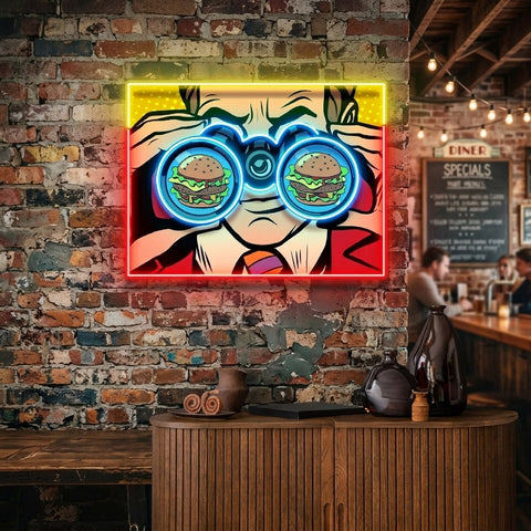 Spy for the Burger LED Neon Sign Light Pop Art