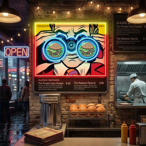 Spy for the Burger LED Neon Sign Light Pop Art
