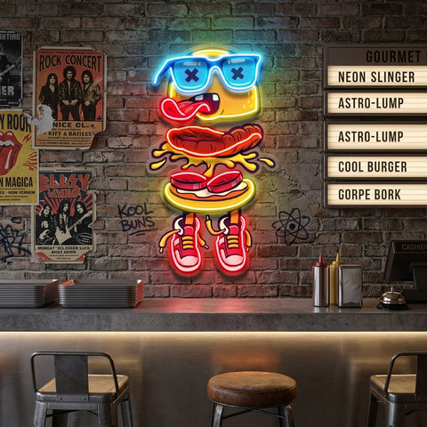 Stacked Burger Vibes LED Neon Sign Light Pop Art
