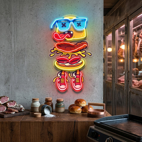 Stacked Burger Vibes LED Neon Sign Light Pop Art