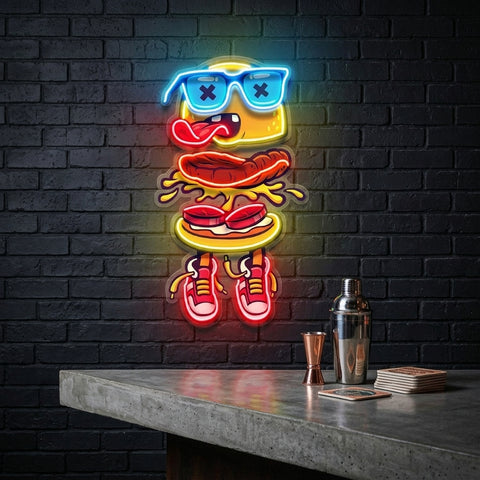 Stacked Burger Vibes LED Neon Sign Light Pop Art