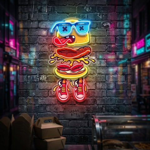 Stacked Burger Vibes LED Neon Sign Light Pop Art