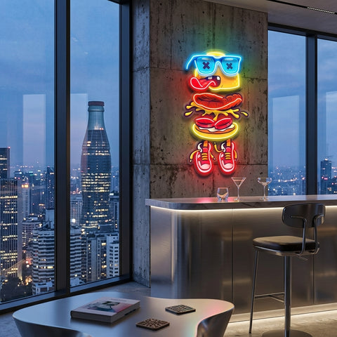 Stacked Burger Vibes LED Neon Sign Light Pop Art