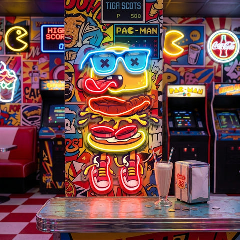 Stacked Burger Vibes LED Neon Sign Light Pop Art