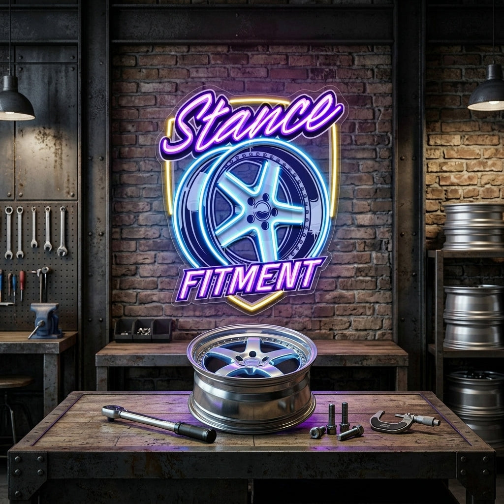 Stance Wheel Fitment For Racing LED Neon Sign Light Pop Art