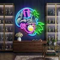 Stone Skull With Weed Bong LED Neon Sign Light Pop Art