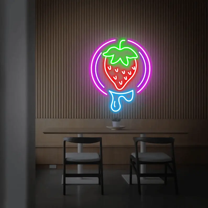 Strawberry Neon Sign Fruit Led Sign Shop Decor Sign
