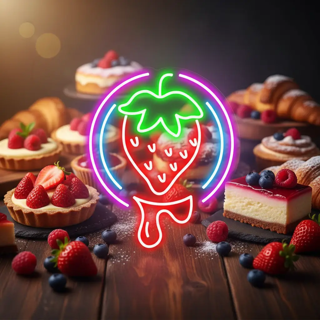 Strawberry Neon Sign Fruit Led Sign Shop Decor Sign