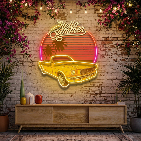 Summer Tropical Beach And Car LED Neon Sign Light Pop Art