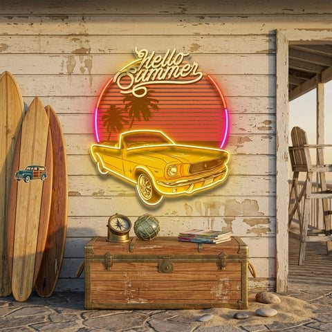 Summer Tropical Beach And Car LED Neon Sign Light Pop Art