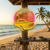 Summer Tropical Beach And Car LED Neon Sign Light Pop Art