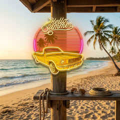 Summer Tropical Beach And Car LED Neon Sign Light Pop Art