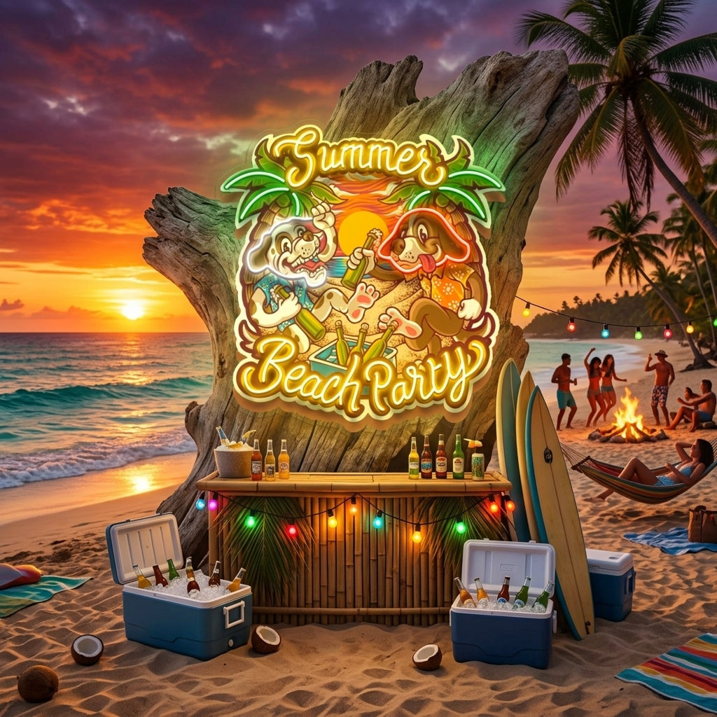 Summer Beach Party LED Neon Sign Light Pop Art