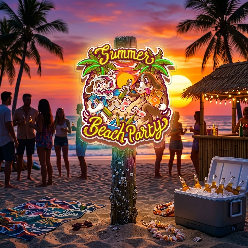 Summer Beach Party LED Neon Sign Light Pop Art
