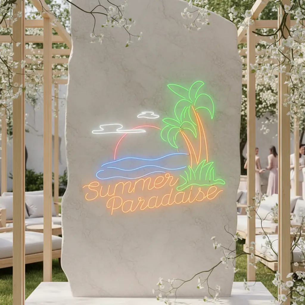 Summer Paradise Palm Tree Neon Sign Custom Led Neon Sign