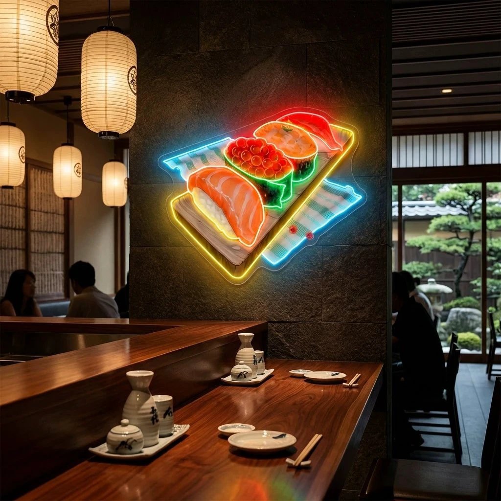 Sushi Platter LED Neon Sign for Japanese Restaurant Decor