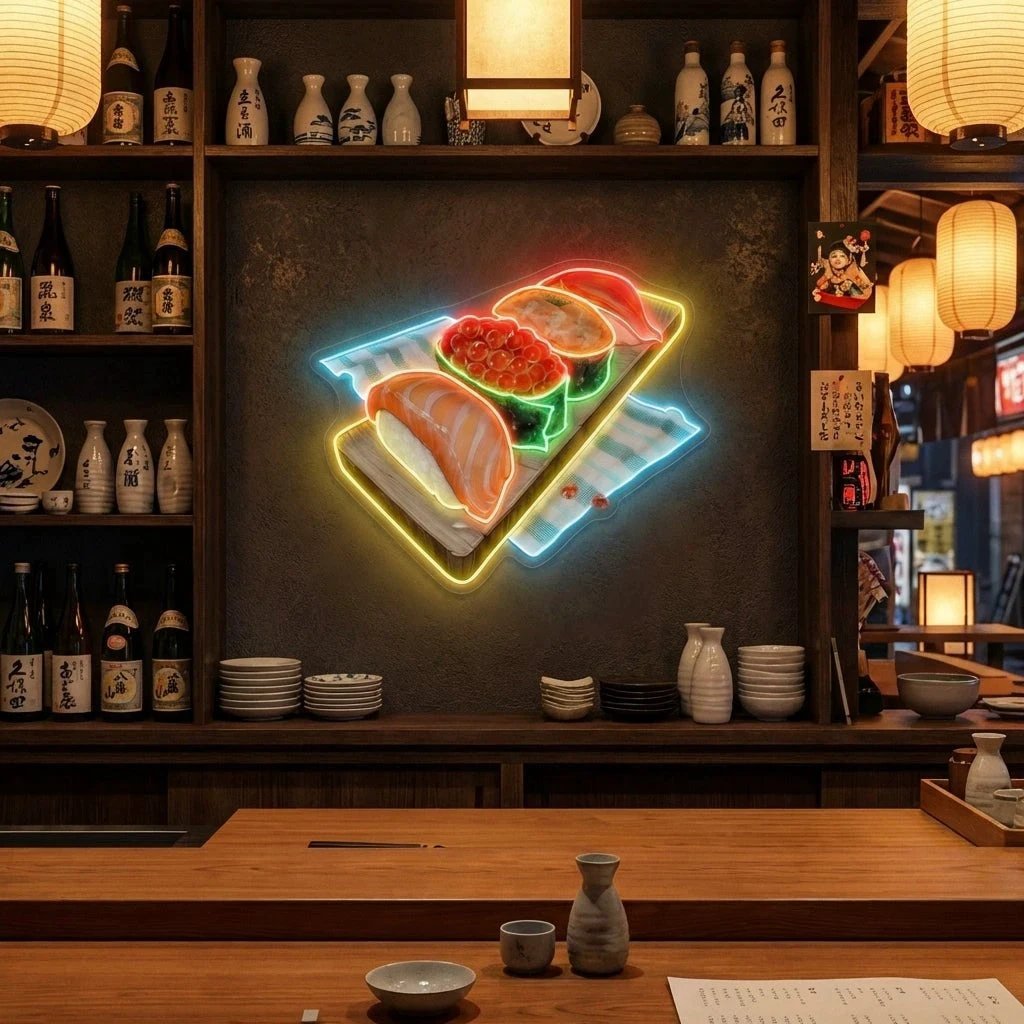 Sushi Platter LED Neon Sign for Japanese Restaurant Decor
