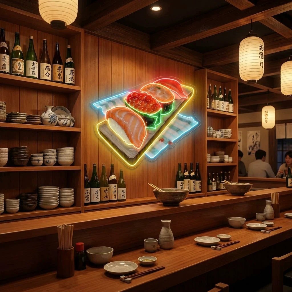 Sushi Platter LED Neon Sign for Japanese Restaurant Decor