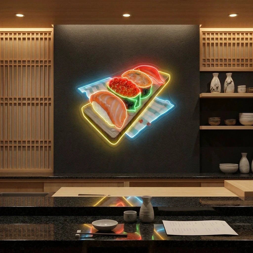 Sushi Platter LED Neon Sign for Japanese Restaurant Decor