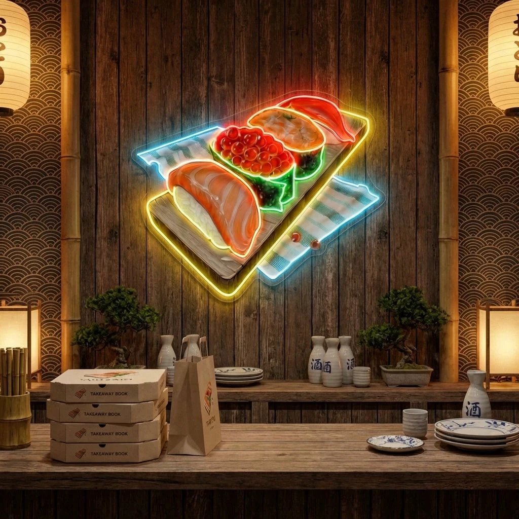Sushi Platter LED Neon Sign for Japanese Restaurant Decor