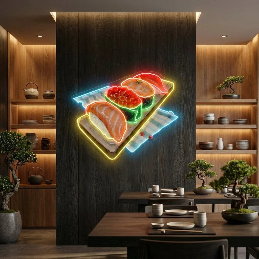 Sushi Platter LED Neon Sign for Japanese Restaurant Decor