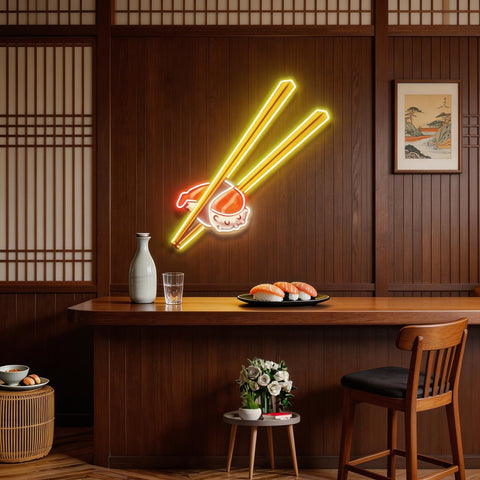 Sushi with Chopsticks Led Neon Acrylic Artwork