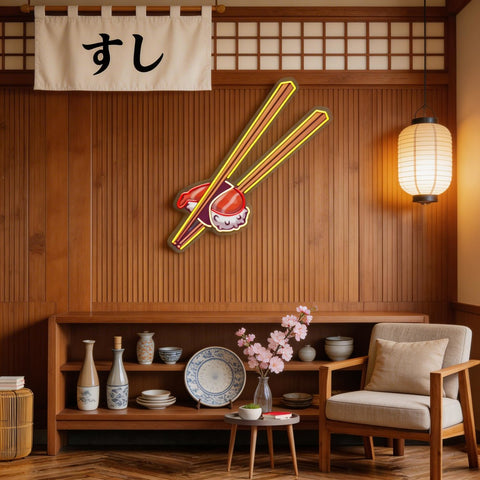 Sushi with Chopsticks Led Neon Acrylic Artwork