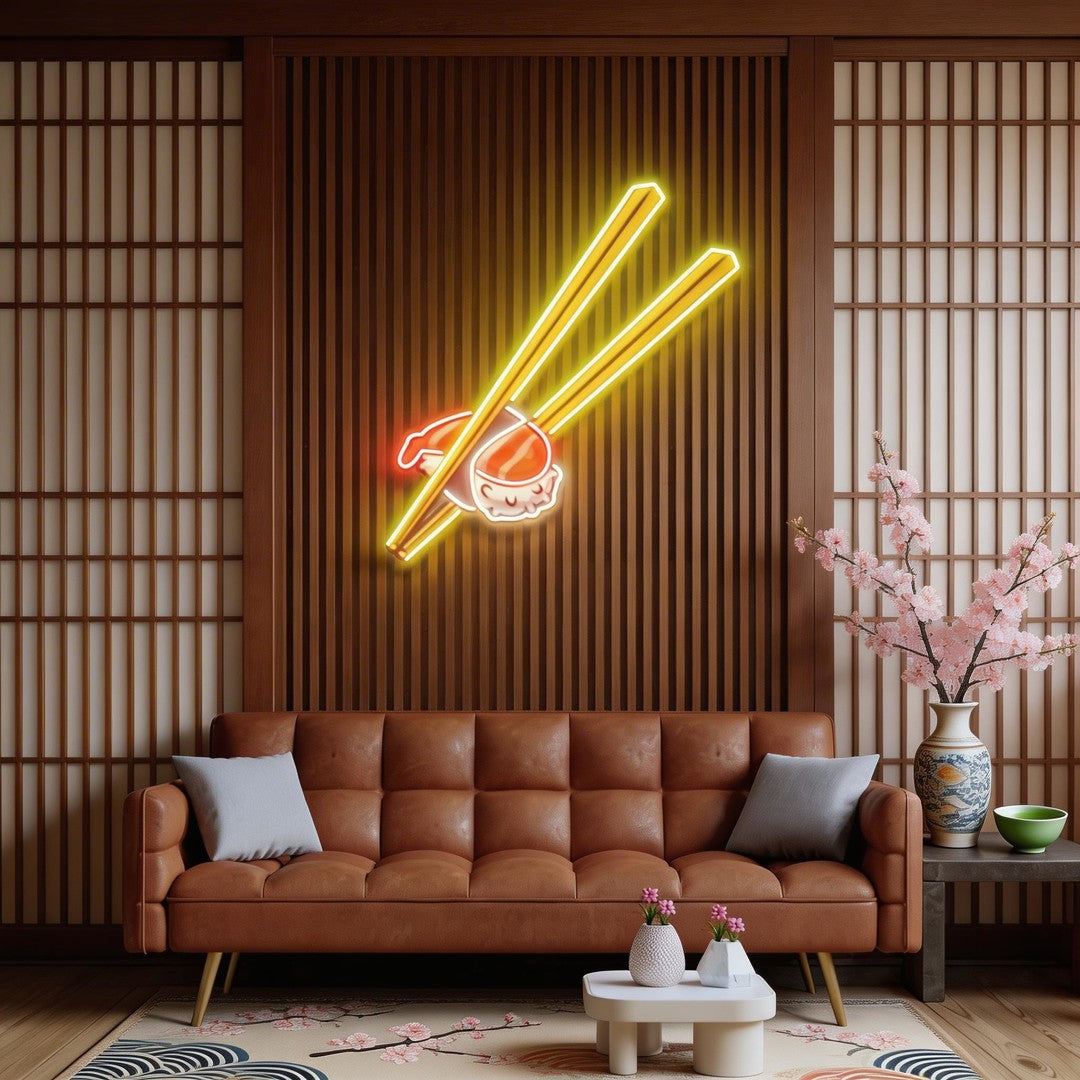 Sushi with Chopsticks Led Neon Acrylic Artwork