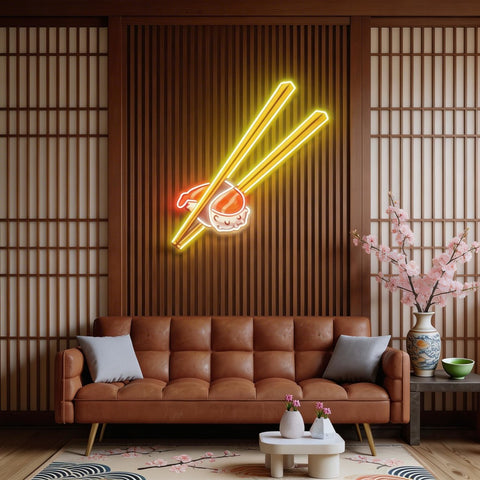 Sushi with Chopsticks Led Neon Acrylic Artwork