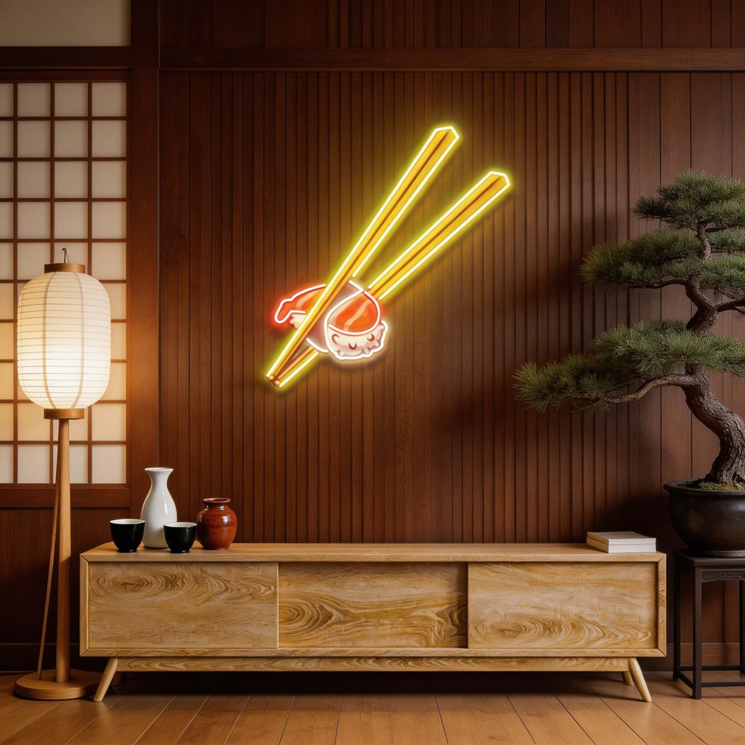 Sushi with Chopsticks Led Neon Acrylic Artwork