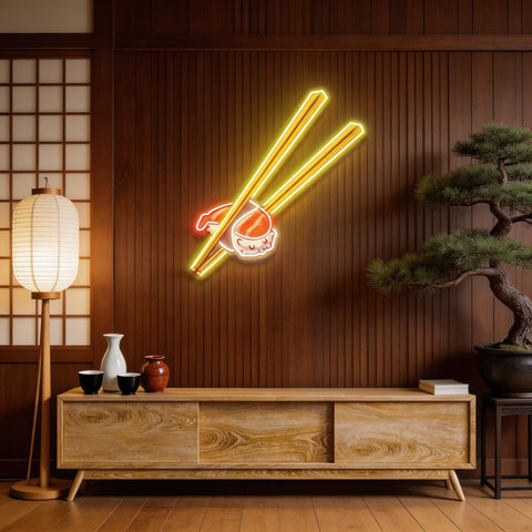 Sushi with Chopsticks Led Neon Acrylic Artwork