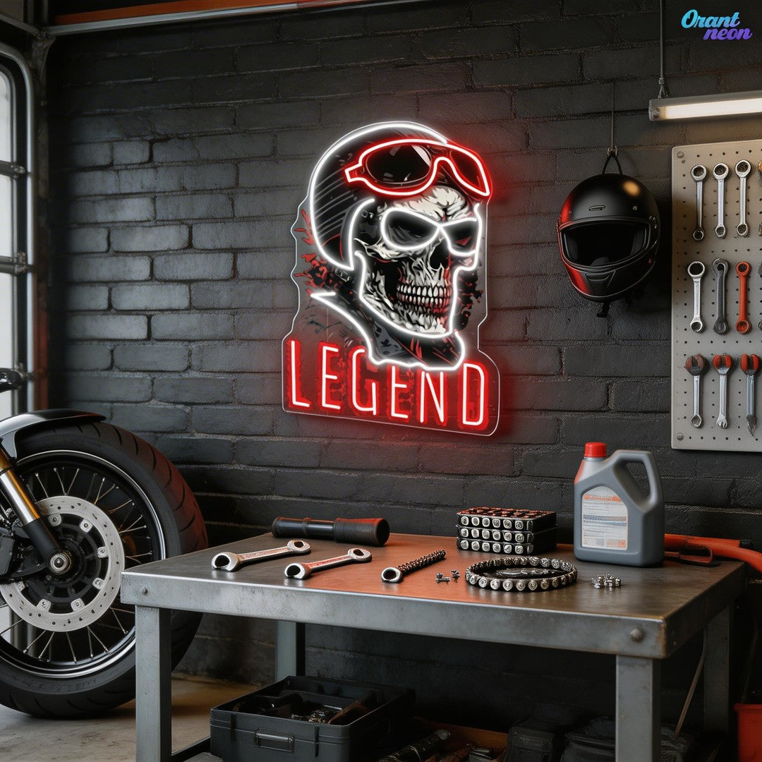 Rogue Rider: Neon Skull & Helm Neon Sign Light Artwork