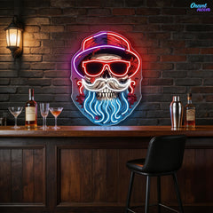 Neon Cheers: A Skull’s Refined Style Neon Sign Light Artwork