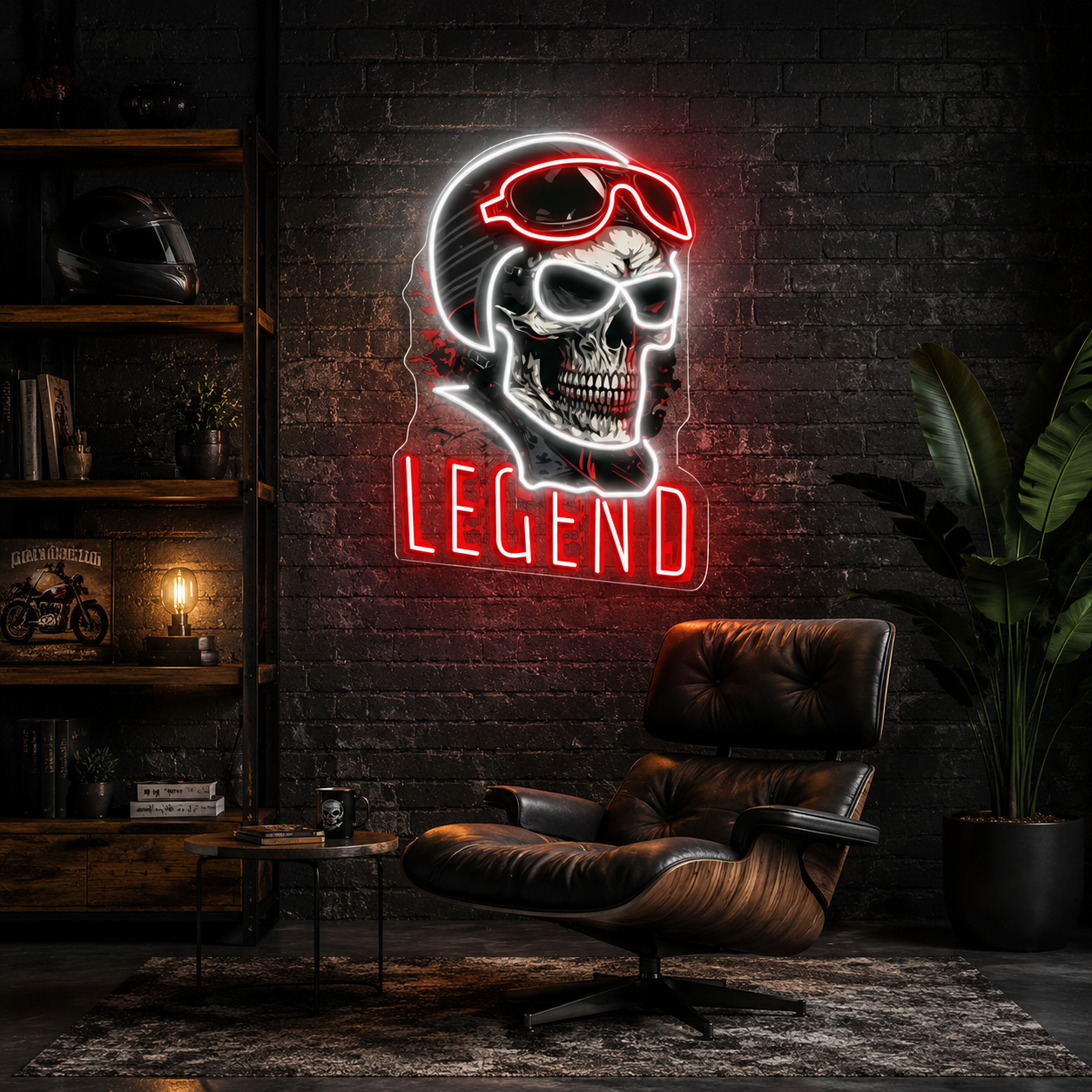 Rogue Rider: Neon Skull & Helm Neon Sign Light Artwork