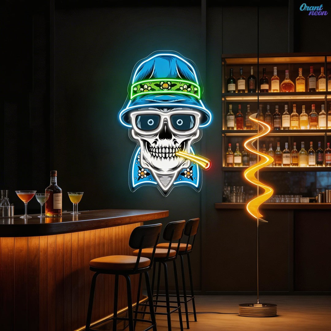 Hats, Bones & Smoke Rings Neon Sign Light Artwork