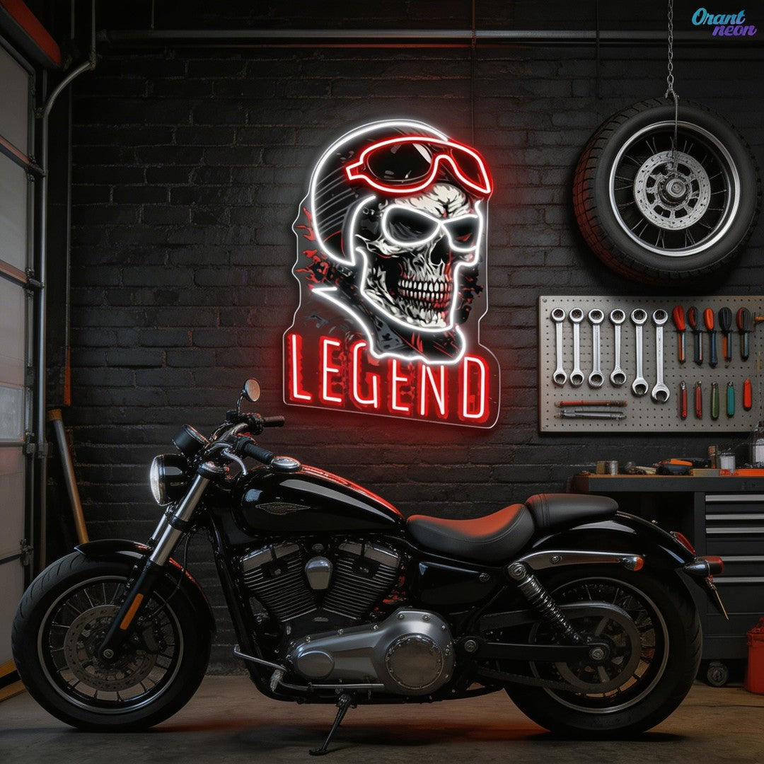 Rogue Rider: Neon Skull & Helm Neon Sign Light Artwork
