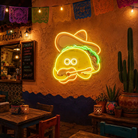 Taco Gentlemen Neon Acrylic Artwork