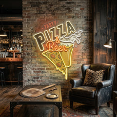 Tasty Pizza & Beer LED Neon Sign Light Pop Art