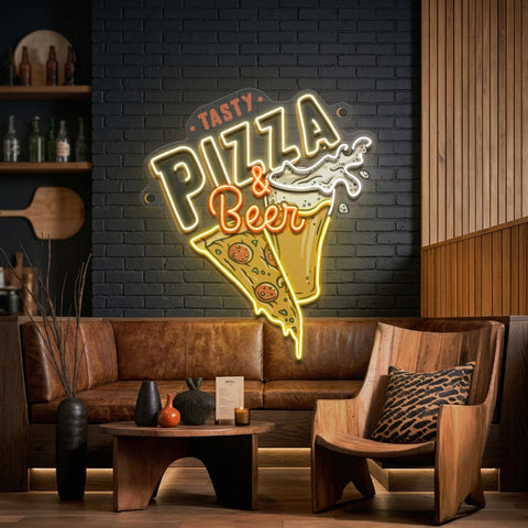 Tasty Pizza & Beer LED Neon Sign Light Pop Art