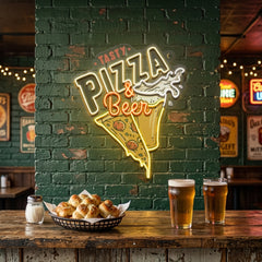 Tasty Pizza & Beer LED Neon Sign Light Pop Art