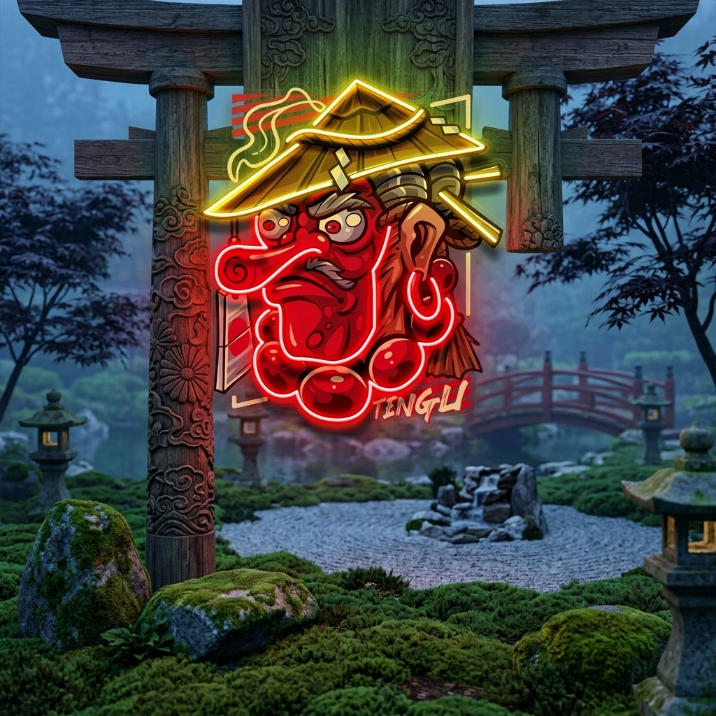Tengu Mascot LED Neon Sign Light Pop Art