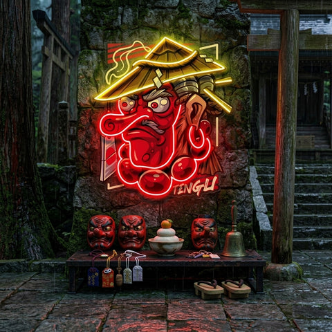 Tengu Mascot LED Neon Sign Light Pop Art