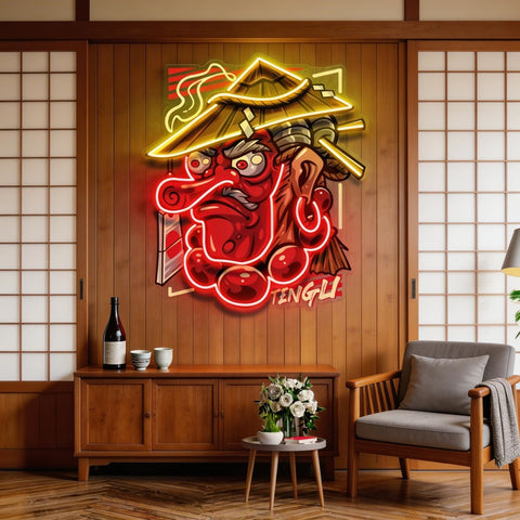 Tengu Mascot LED Neon Sign Light Pop Art