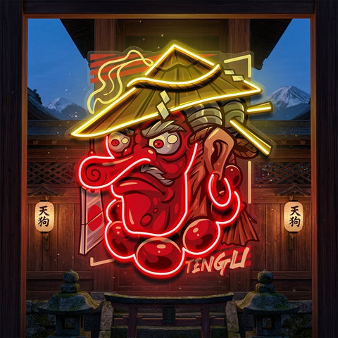 Tengu Mascot LED Neon Sign Light Pop Art