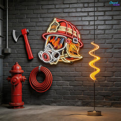 Awesome Firefighter's Helmet gift for The True Hero Neon Sign Light Artwork