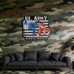 US Army - ArmaLite Rifle Gun and American Flag Neon Sign Light Artwork